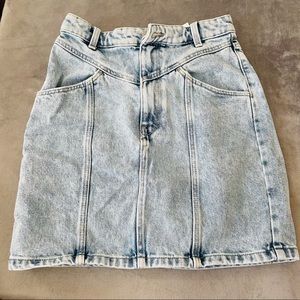 Divided retro wash denim midi skirt